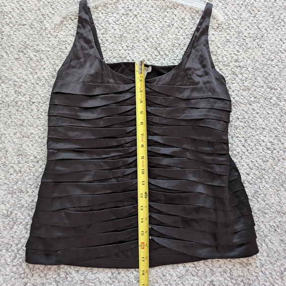 Cache Women's (Size XL) Black Silky Pleated Top with Silver Stud Accents - Picture 3 of 11